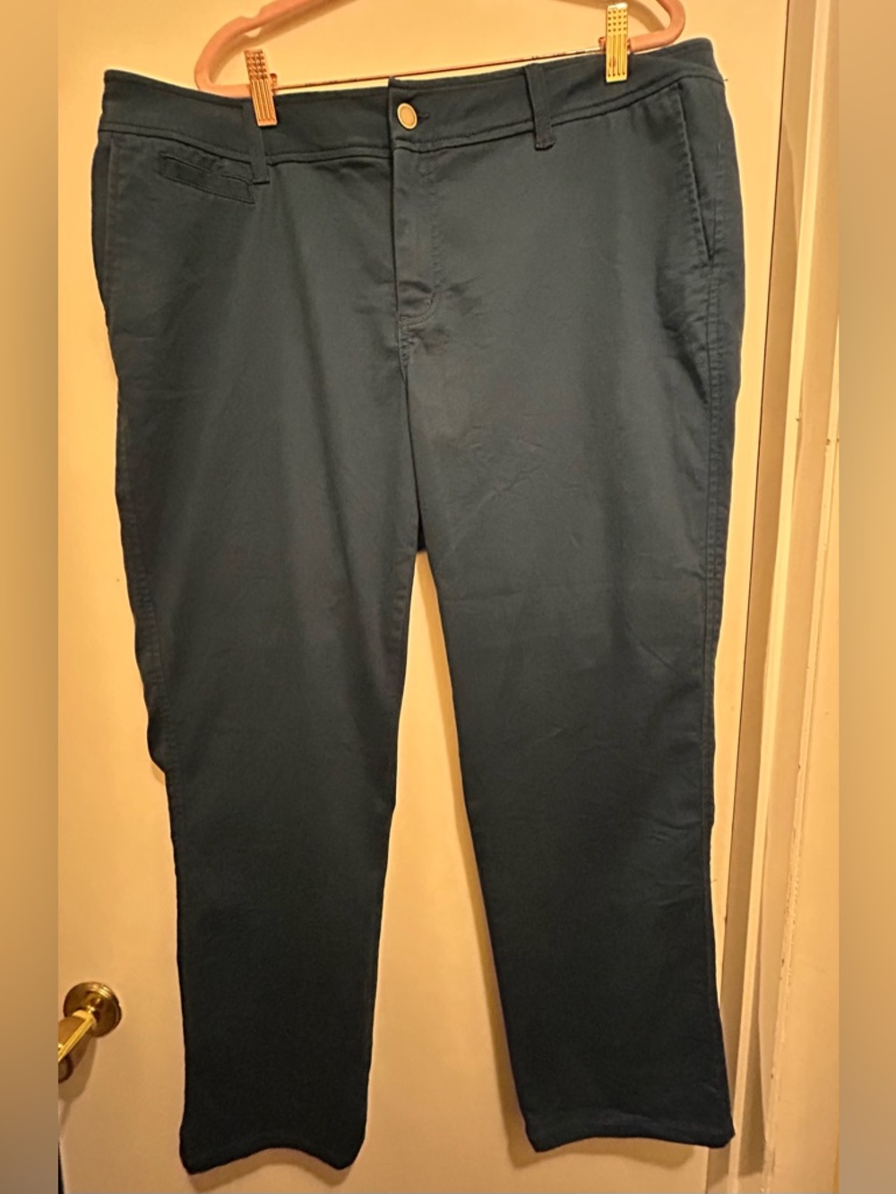 Hawthorne Women’s Dark Teal Like New Stretch Straight Leg Chino Pants, Size 20W